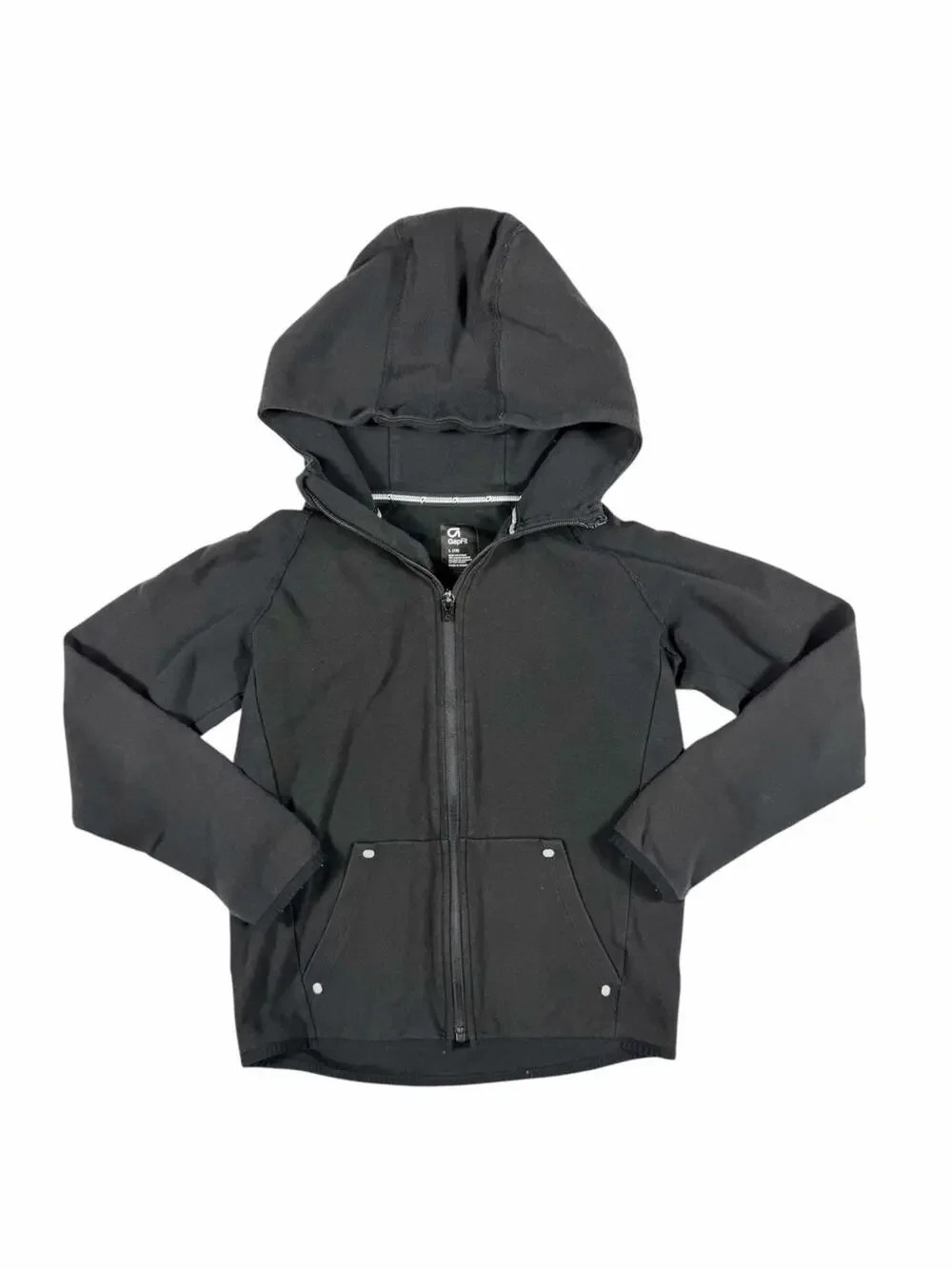 Gap GapFit Kids Fit Tech Hoodie Full Zip Jacket True Black Large 10